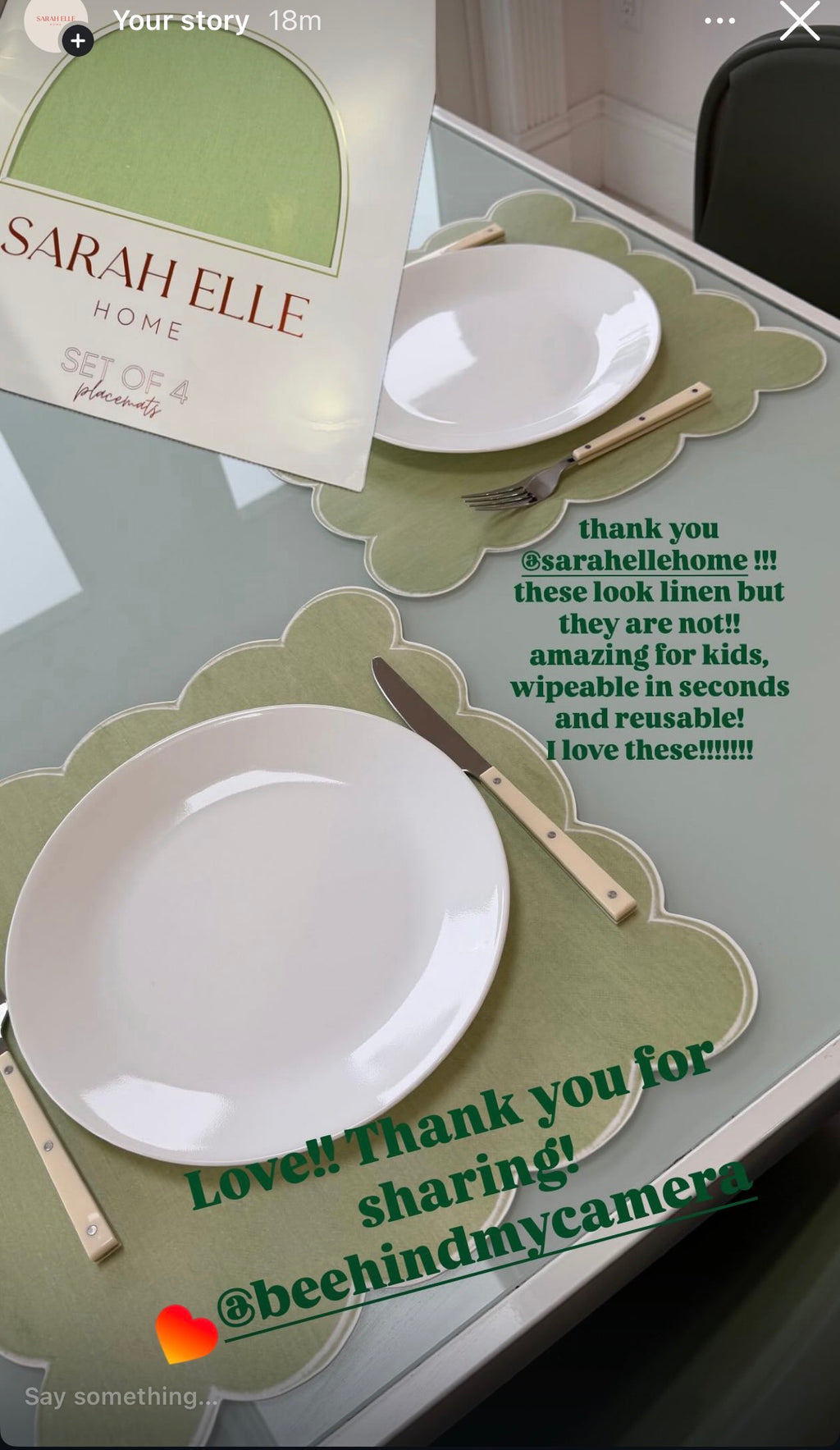 Green Pressed Linen Placemat- Set of 4