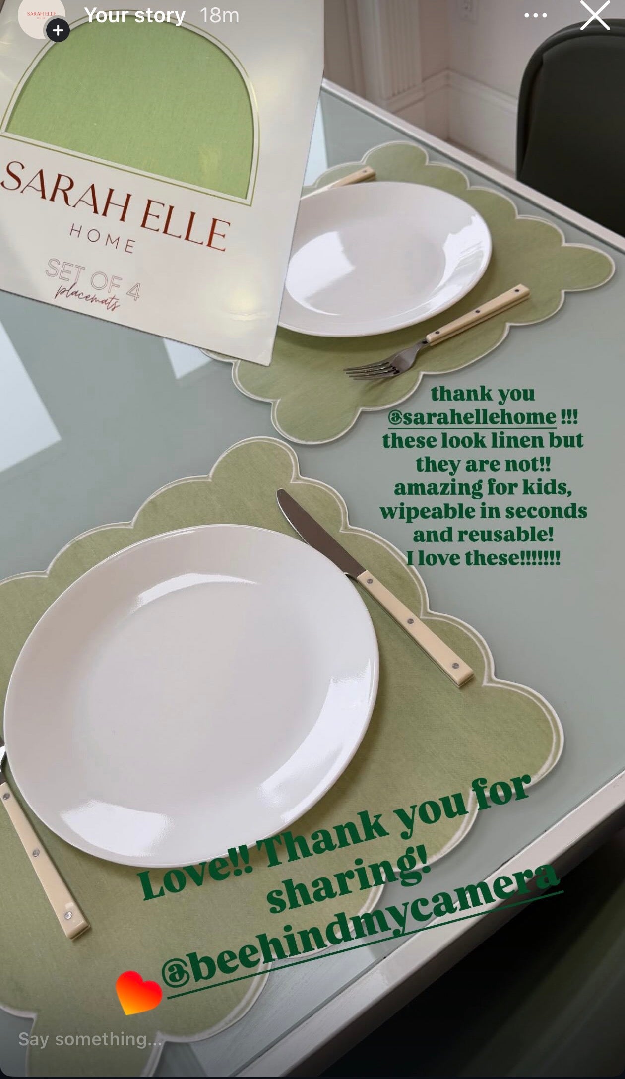 Green Pressed Linen Placemat- Set of 4