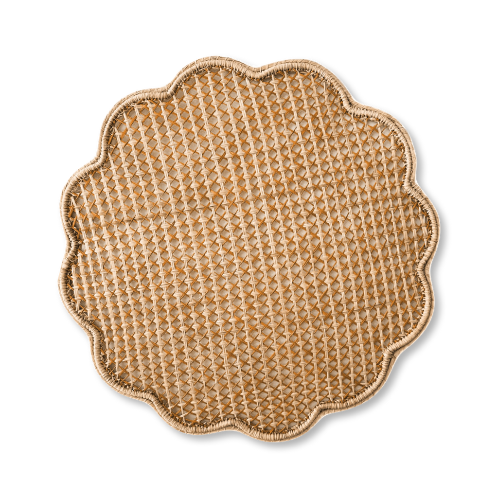 Rattan Print Scallop Edge Placemat- Set of 4