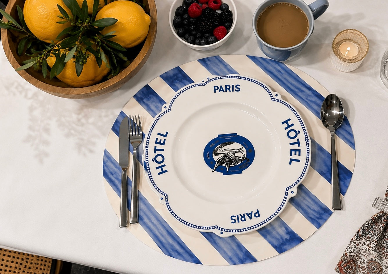 Blue Oval Stripe Placemat- Set of 4